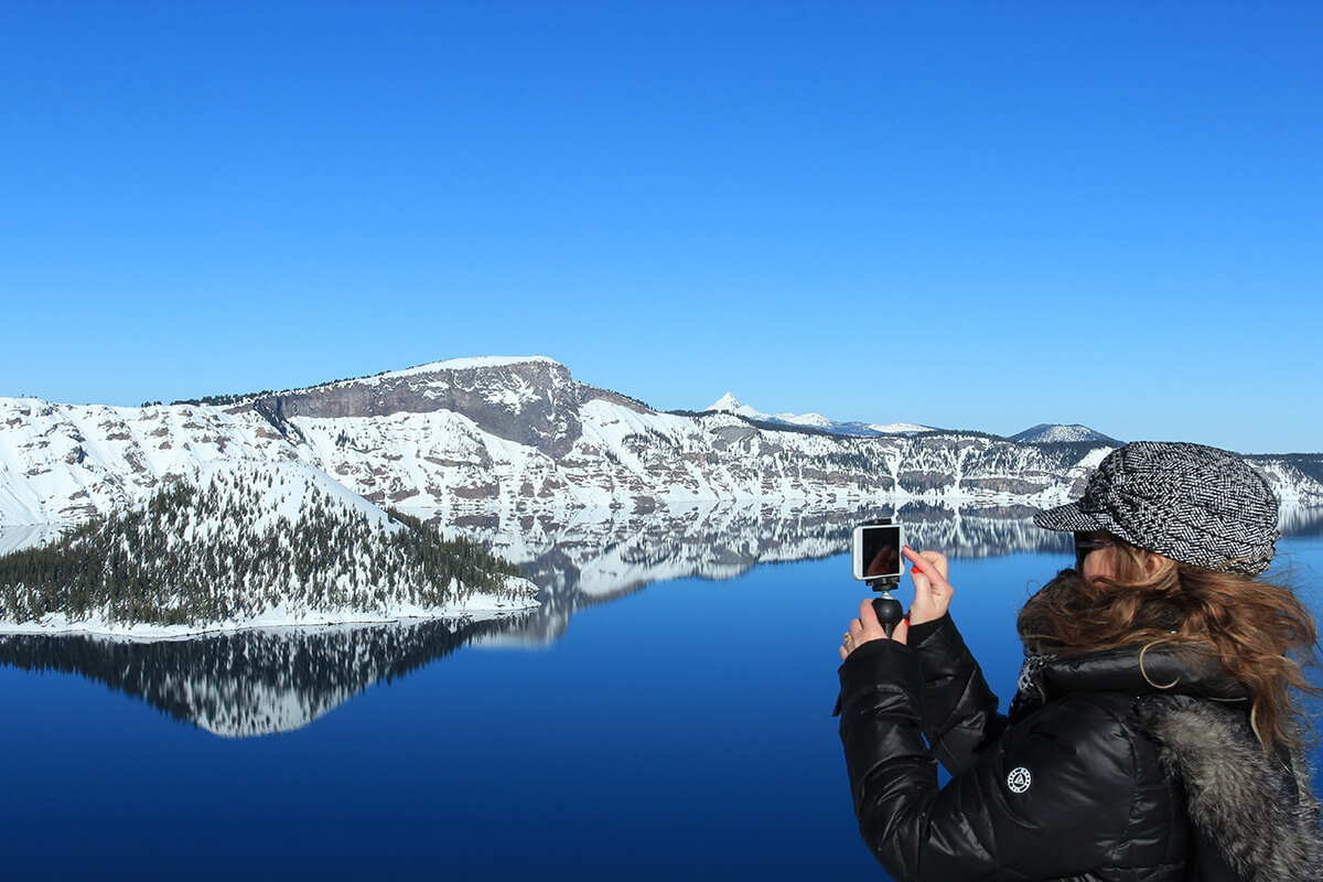 Taking pictures at Crater Lake