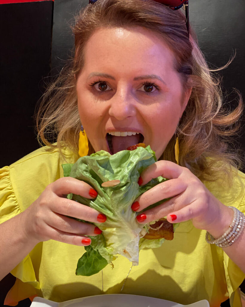 Lettuce wrapped burger at Gordon Ramsay Restaurant in Vegas