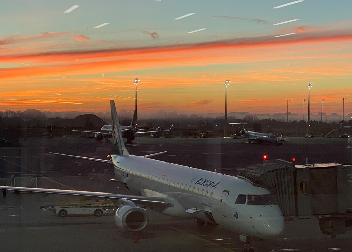 sunset at the airport